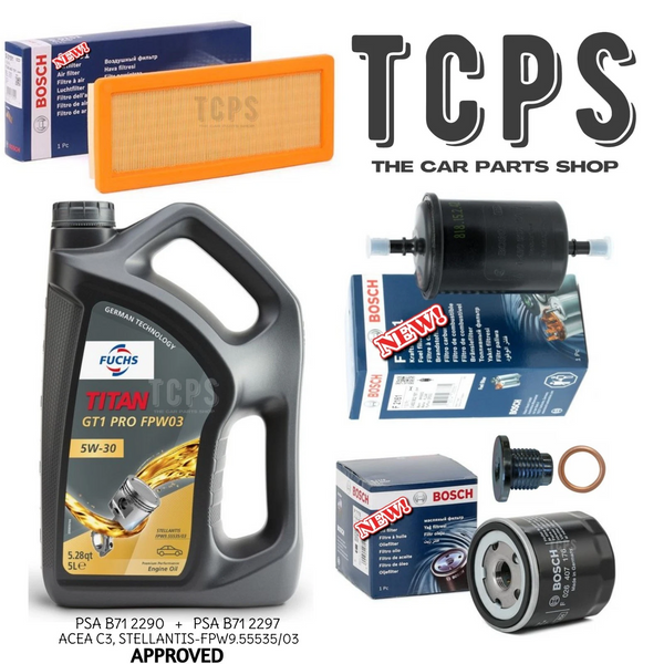 FOR CITROËN C-ELYSEE 1.2 VTi 2012-2017 SERVICE KIT 5L FUCHS FPW 5W30 OIL & OIL AIR FUEL