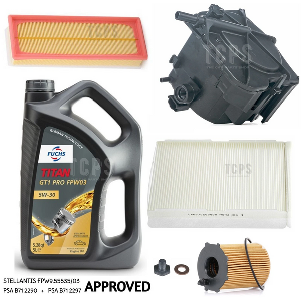 FOR PEUGEOT PARTNER 1.6 HDi 2009-2010 FULL SERVICE KIT 5L OIL & AIR OIL CABIN FUEL