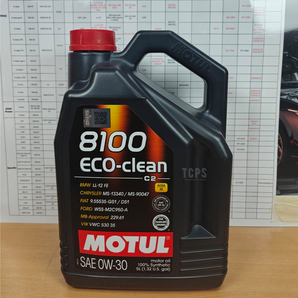 5 LITRES MOTUL 8100 ECO-CLEAN ACEA C2 0W-30 ENGINE OIL 102889