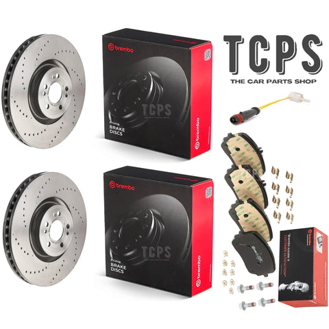 FOR MERCEDES 400 D AMG W167 BREMBO DRILLED FRONT BRAKE DISCS 375MM & BREMBO PADS + SENSOR