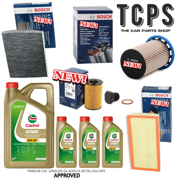 FOR PORSCHE CAYENNE 3.6 07-10 FULL BOSCH SERVICE KIT WITH 8L CASTROL EDGE 5W30 LL