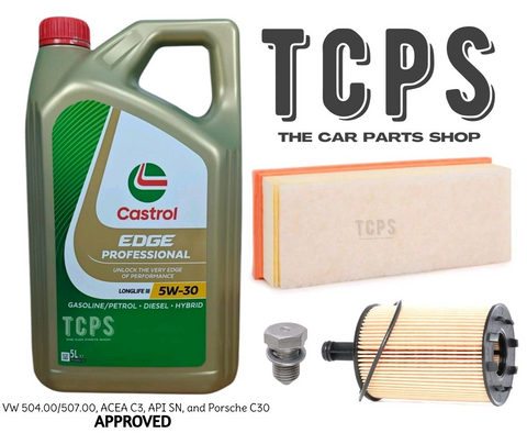 FOR AUDI A4 B8 AVANT 2.0 TFSI QUATTRO (8K5) 08-15 SERVICE KIT 5L CASTROL + AIR AND OIL FILTER PLUG