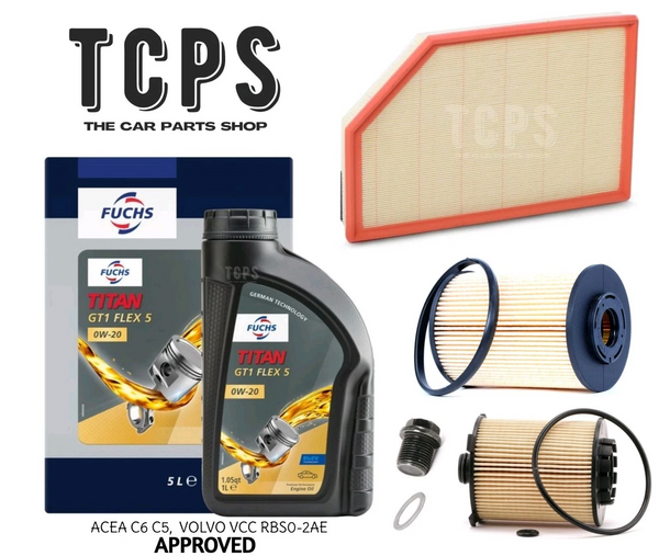 TO FIT VOLVO XC60 2.0 T5 SERVICE KIT FUCHS 0W20 6L + AIR OIL FUEL FILTER & PLUG