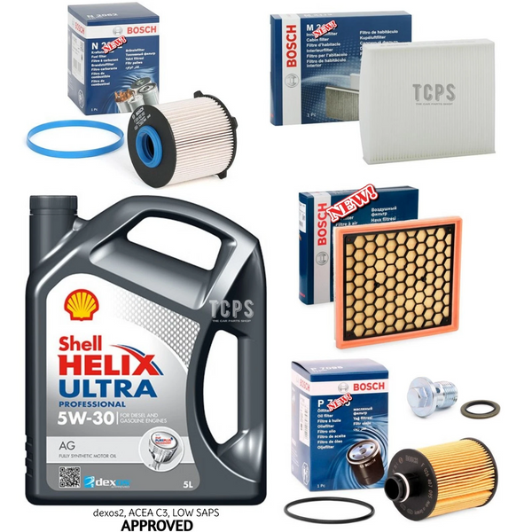 FITS VAUXHALL INSIGNIA 2.0 1.6 CDTI FULL BOSCH SERVICE KIT 5L SHELL HELIX