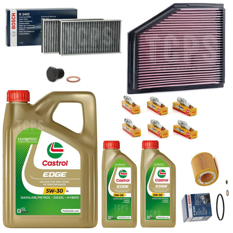 FOR BMW 525i E60 BOSCH SERVICE KIT 7L CASTROL K&N FILTER