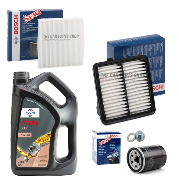 FOR HONDA JAZZ I-VTEC MK3 FULL BOSCH SERVICE KIT 5L FUCHS & AIR OIL CABIN KIT