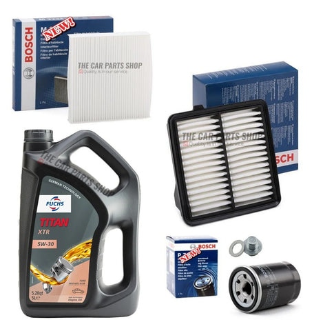FOR HONDA JAZZ I-VTEC MK3 FULL BOSCH SERVICE KIT 5L FUCHS & AIR OIL CABIN KIT