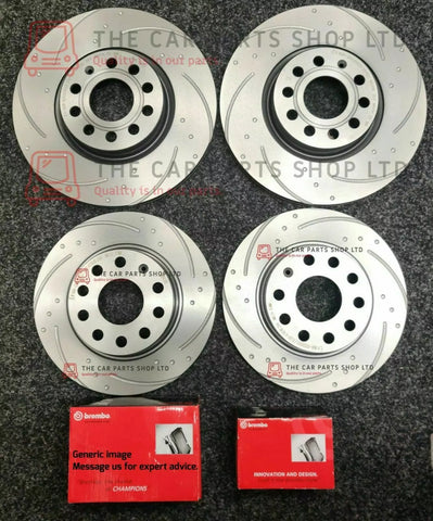 FOR AUDI A6 TDI MK4 BLACK EDITION COATED DIMPLED GROOVED DISCS + BREMBO PADS