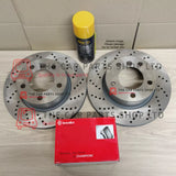 FOR AUDI A4 MK3 2.0 TDI B7 CROSS DRILLED REAR AXLE BRAKE DISCS & BREMBO PADS