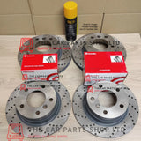 FOR AUDI A4 MK3 2.0 TDI B7 DRILLED FRONT & REAR BRAKE DISCS + BREMBO PADS OE