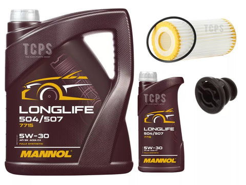 FOR VW GOLF R MK7 SERVICE KIT 6L 507 5W30 OIL & NEW OIL FILTER & SUMP PLUG