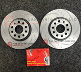 FOR VW GTI MK7 2.0 DSG REAR DIMPLED & GROOVED DISCS WITH TRW BRAKE PADS