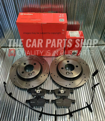 FITS MINI COOPER 1.6 R50 2001-07 BREMBO DRILLED GROOVED FRONT DISCS PADS SENSOR