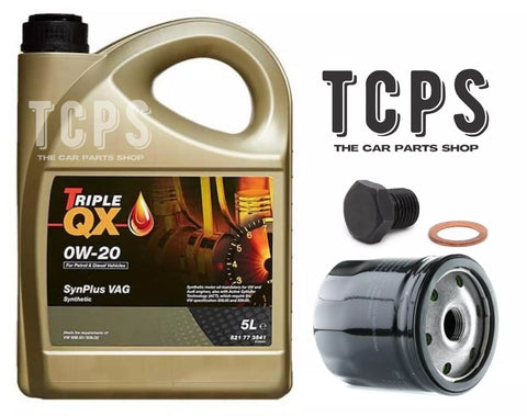 FOR VW POLO 1.0 MPI 18-23 MK6 SERVICE KIT 5L TRIPLE QX 0W20 & OIL FILTER & PLUG