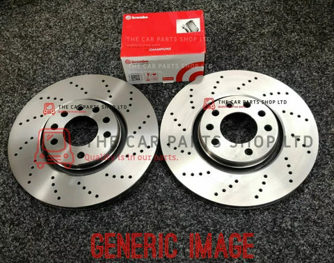 FOR BMW 118D E87 MSPORT FRONT DRILLED DISCS WITH BREMBO PADS AND SENSOR NEW