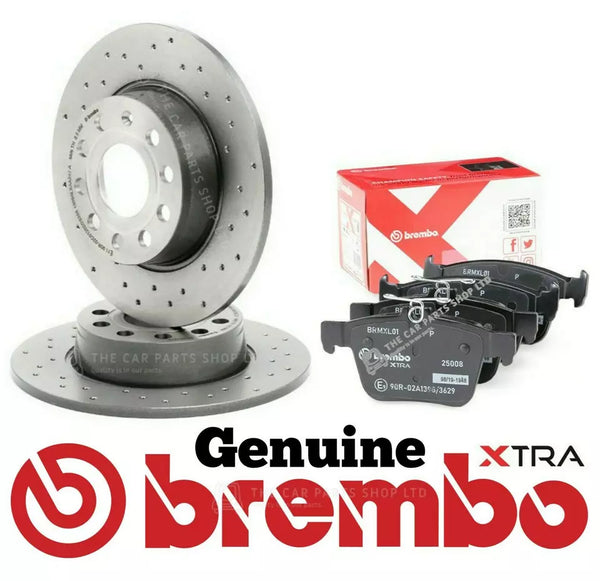 TO FIT VW GOLF GTI MK7 DRILLED REAR BREMBO XTRA DISCS AND BREMBO XTRA PADS