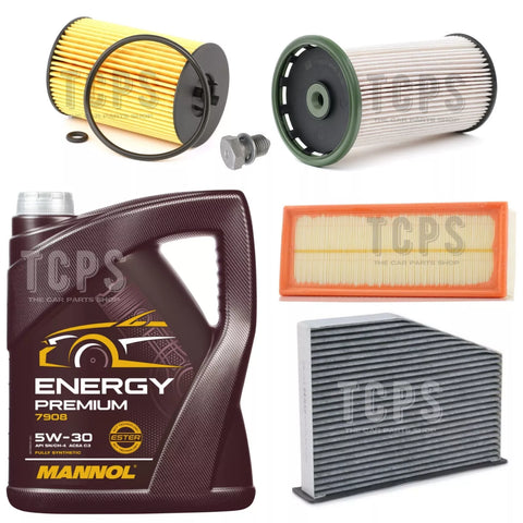 FOR VW PASSAT 6 2.0 TDI 2010-15 OIL AIR OIL CABIN FUEL SERVICE KIT + 5L MANNOL