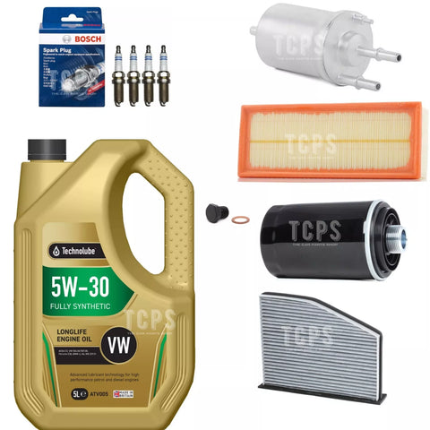 FOR VW EOS 2.0 TFSI 2006-2015 5L OIL & AIR OIL FUEL CABIN 4 X PLUGS SERVICE KIT