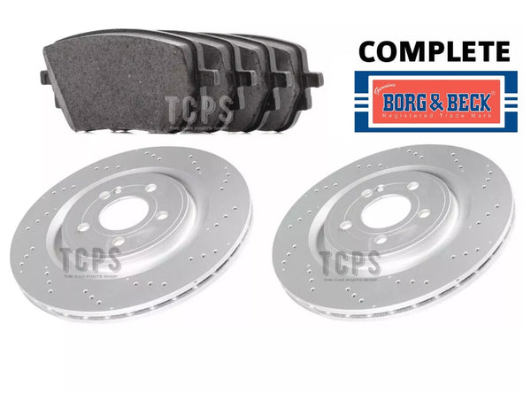 FOR MERCEDES A35 AMG W177 BORG & BECK DRILLED REAR DISCS 350MM & REAR PADS
