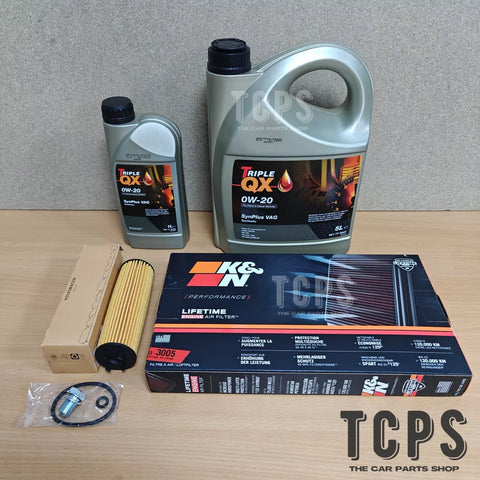 FITS VW GOLF 2.0 TDI MK8 SERVICE KIT 6L 0W20 TRIPLE QX K&N AIR GENUINE O/F