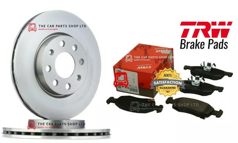 FOR VAUXHALL CORSA E 1.2 14-17 FRONT BRAKE DISCS AND TRW BRAKE PADS (257MM)