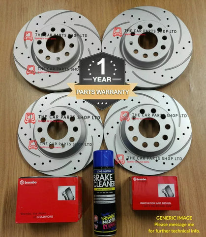 FOR VW EOS MK1 2.0 TDI 2006> FRONT & REAR DRILLED GROOVED DISCS AND BREMBO PADS