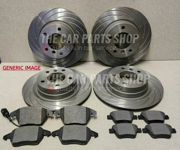 TO FIT VW GOLF R MK7 2013> FRONT AND REAR GROOVED DISCS AND PADS NEW