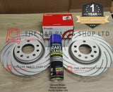 FOR VW GOLF R MK7 2013> COATED GROOVED REAR BRAKE DISCS AND BREMBO PADS