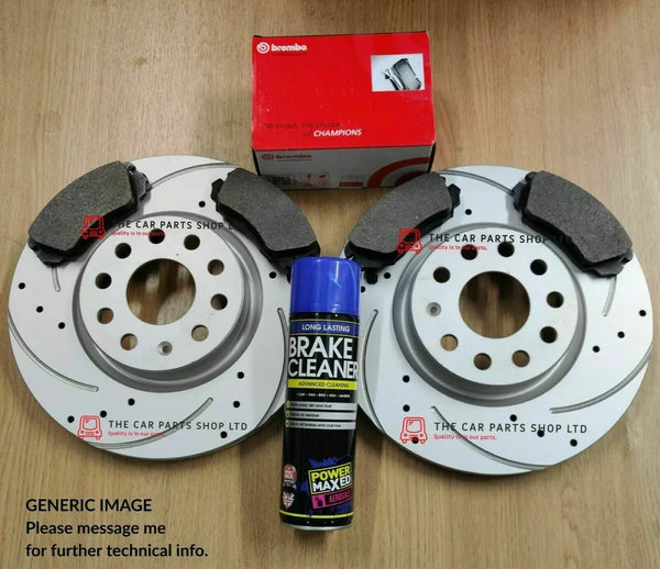 FOR VW GOLF R MK7 2013> COATED FRONT DRILLED GROOVED DISCS WITH BREMBO PADS OEM
