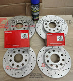 FOR AUDI A4 2.0 TDI 2008-2015 DRILLED FRONT REAR BRAKE DISCS + BREMBO PADS