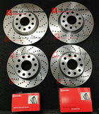FOR BMW 118D E87 DRILLED FRONT REAR BRAKE DISCS + BREMBO PADS AND WARNING WIRES