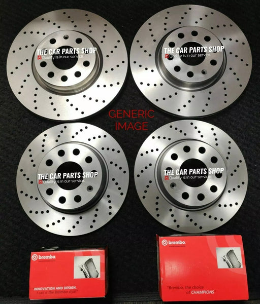 FOR VW GOLF R 2.0 TSI 09-13 DRILLED FRONT REAR BREMBO DISCS & BREMBO PADS