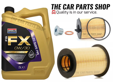 FOR FORD C MAX 1.5 TDCI 15-18 SERVICE KIT 5L GRANVILLE 0W30 & AIR OIL FILTER KIT