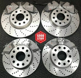FOR VW GTI TSI MK7 DRILLED FRONT & REAR BRAKE DISCS & PADS 312MM 300MM