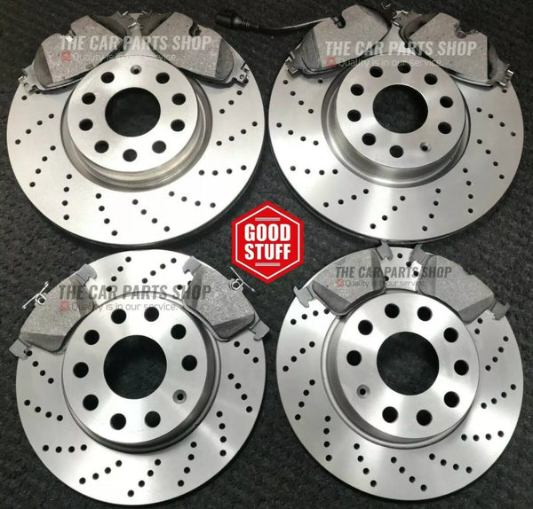 FOR VW GTI TSI MK7 DRILLED FRONT & REAR BRAKE DISCS & PADS 312MM 300MM