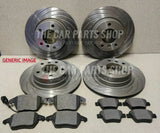 FITS VW GOLF R MK7 2013> FRONT AND REAR GROOVED DISCS & NEW BRAKE PADS