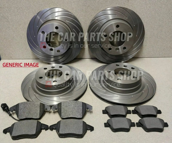 FITS VW GOLF R MK7 2013> FRONT AND REAR GROOVED DISCS & NEW BRAKE PADS