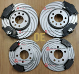 FOR VW CADDY MK3 2.0 2004-2012 GROOVED FRONT & REAR DISCS & BRAKE PADS (COATED)