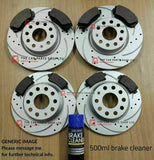 FOR VW GOLF R MK7 2013> FULLY COATED DRILLED GROOVED DISCS AND PADS ALL ROUND