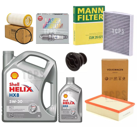 FOR VW POLO 2.0 GTI MK6 GENUINE FULL SERVICE KIT 6L SHELL HX8 & FILTERS & PLUGS