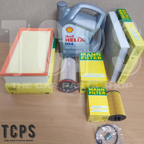 TO FIT VW GOLF 1.6 2.0 TDI MK7 2012+ MANN-FILTER SERVICE KIT WITH SHELL HX8 5W30