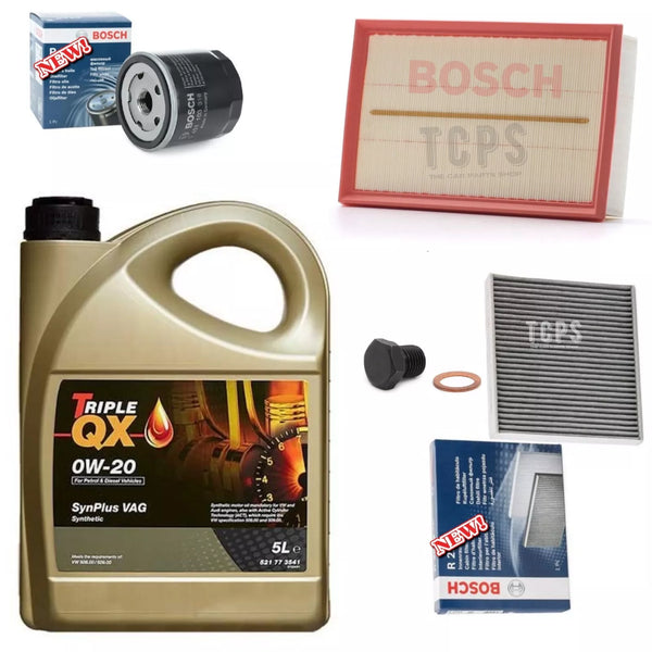FOR VW T-ROC 1.5 PETROL MK1 A11 BOSCH SERVICE KIT WITH 5L 0W20 508-509 APPROVED