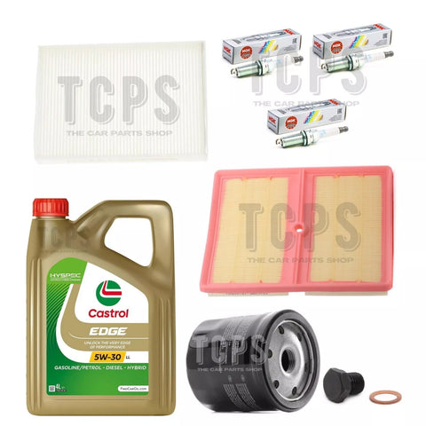 FOR VW UP 1.0 TSI GTI 2011+ FULL SERVICE KIT 4L CASTROL & ALL FILTERS & SPARK PL