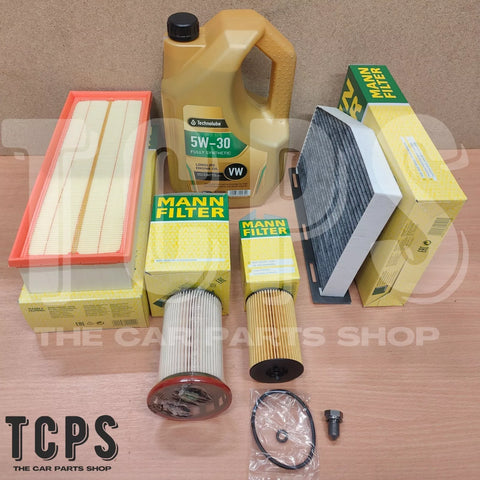 FOR VW CADDY 2.0 TDI 2015-2020 FULL MANN SERVICE KIT 5L TECHNOLUBE & ALL FILTERS