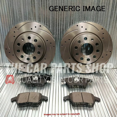 FOR VW GOLF R MK7 2013> FRONT DRILLED AND GROOVED BRAKE DISCS 340MM & NEW PADS