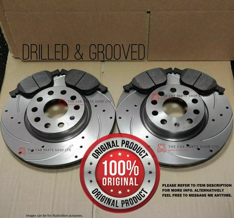 FOR VW GOLF MK6 TDI DRILLED AND GROOVED FRONT DISCS & FRONT PADS NEW