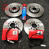 FOR BMW 118D E87 FRONT AND REAR BRAKE DISCS AND BREMBO PADS + SENSORS NEW