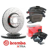 FOR VW GOLF GTD MK7 FRONT PERFORATED BREMBO XTRA DISCS AND BREMBO XTRA PADS