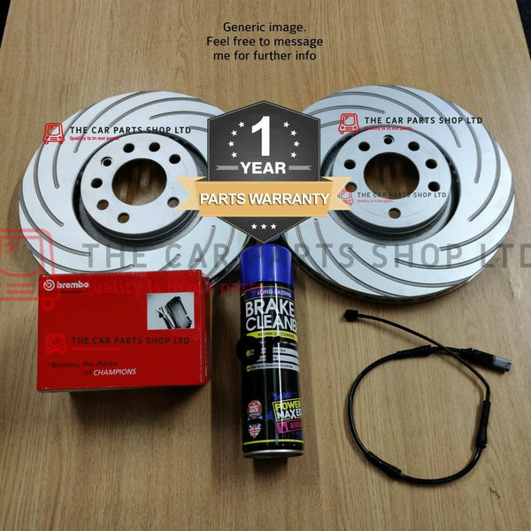 FOR BMW 118D E87 2.0 (MSPORT) COATED FRONT GROOVED DISCS & BREMBO PADS SENSOR