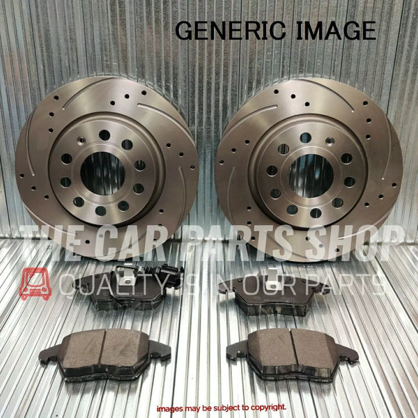 FOR VW GOLF R MK7 2013> FRONT DRILLED BRAKE DISCS 340MM AND PADS